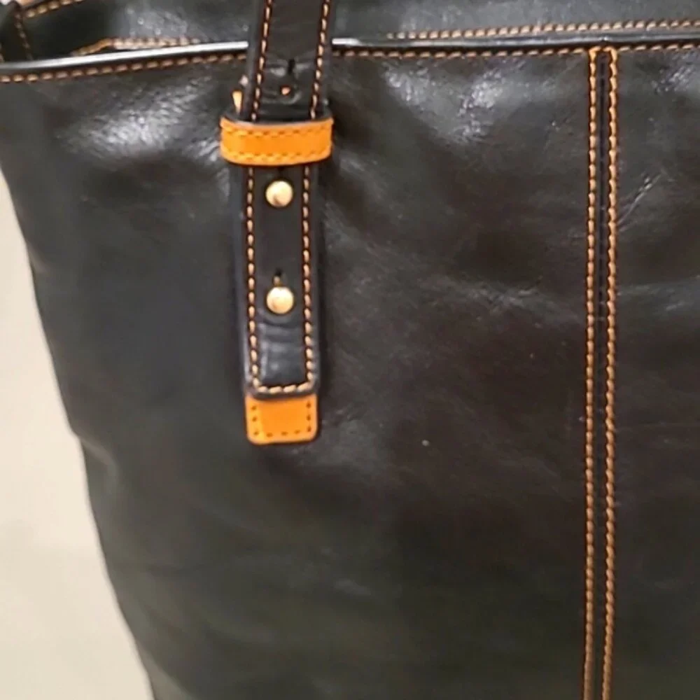 Vera Bradley Sagebrush Satchel Gallatin Leather Black and Tan - Picture 4 of 14